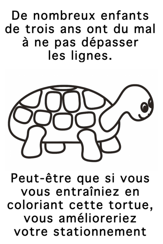 Tortue a colorier stationnement